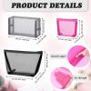 Boao 3 Piece Mesh Cosmetic Bag Mesh Makeup Bag with Zipper Pouch Travel Toiletry for Makeup Organizer Home Office Travel Accessories(Black, Gray, Rose Red) view 2