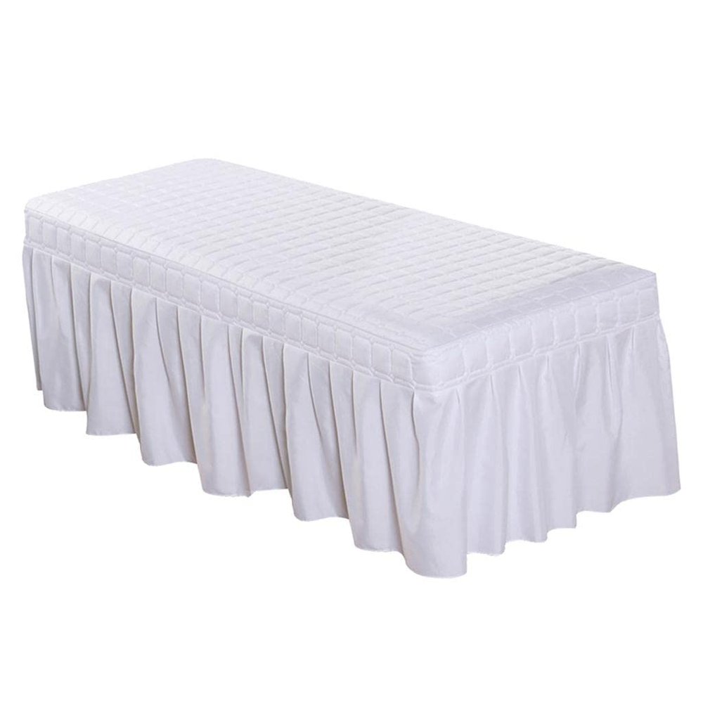 Massage Table Skirt Spa Bed Cover Valance Sheet for Cosmetic Beauty Salon Beds for Beds 180-190cm Length, 60-80cm Width, White-185x70cm, as described