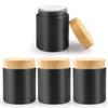 100g/3.4oz Black Frosted Glass Cream Jars Refillable Cosmetic Containers Empty Sample Jar Pot with Plastic Wood Grain Lids for Lotion Cream Eyeshadow Moisturiser Make Up - 4 Pack view 1