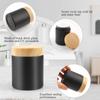 100g/3.4oz Black Frosted Glass Cream Jars Refillable Cosmetic Containers Empty Sample Jar Pot with Plastic Wood Grain Lids for Lotion Cream Eyeshadow Moisturiser Make Up - 4 Pack view 3