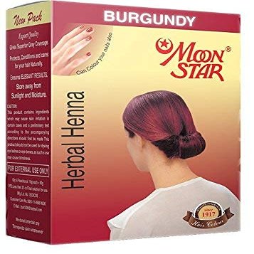 QRA MOON STAR Herbal Henna Burgundy Hair Colour (6 Packs of 10 Gms Each)