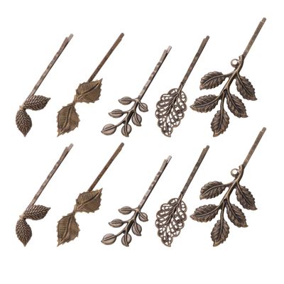 SHERCHPRY 10pcs Vintage Leaf Hair Clips Retro Bronze Bobby for Women Elegant Hair Ornaments for Parties and Weddings