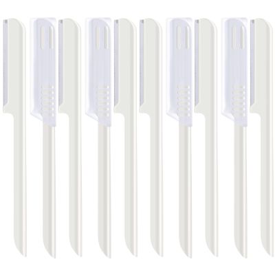 10 Pieces Eyebrow Razor for Women Facial Shaver Razor Brow Shaper Eyebrow Trimmer Dermaplaner Shaping Tool with Cover (White)