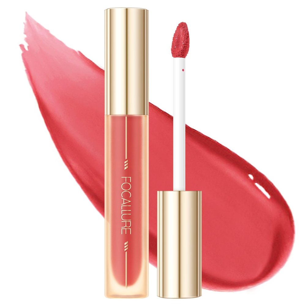 FOCALLURE Glasting Water lip Tint,Non-Sticky Long Lasting Liquid Lipstick,High Shine,Vivid 16 Colors,Glossy Finish Lipgloss for Daily Use