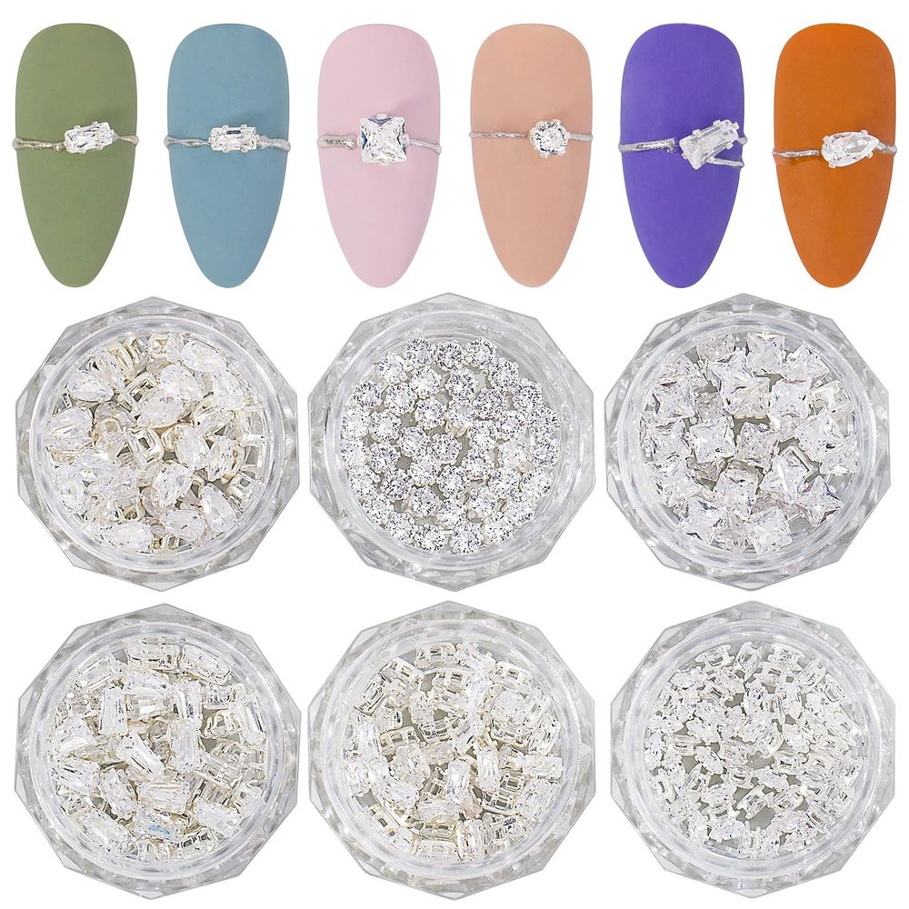Silver Nail Charms Nail Art Zircon Metal Gem Sparkle Crystal Jewelry Diamonds for Nail Art Decorative Horse Eyes Water Drop Accessories Mini Flatback Nail Rhinestones Accessories