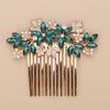 Teyglen Women Dainty Silver Gold Green Rhinestones Bridal Wedding Hair Comb Luxurious Shiny Red Blue Rhinestones Side Hair Accessories for Brides and Girls view 1