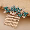 Teyglen Women Dainty Silver Gold Green Rhinestones Bridal Wedding Hair Comb Luxurious Shiny Red Blue Rhinestones Side Hair Accessories for Brides and Girls view 2