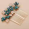 Teyglen Women Dainty Silver Gold Green Rhinestones Bridal Wedding Hair Comb Luxurious Shiny Red Blue Rhinestones Side Hair Accessories for Brides and Girls view 3