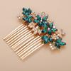 Teyglen Women Dainty Silver Gold Green Rhinestones Bridal Wedding Hair Comb Luxurious Shiny Red Blue Rhinestones Side Hair Accessories for Brides and Girls view 4