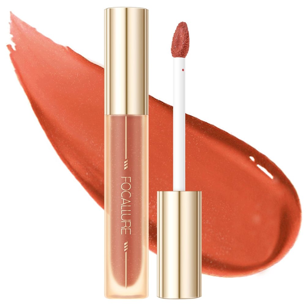 FOCALLURE Glasting Water lip Tint,Non-Sticky Long Lasting Liquid Lipstick,High Shine,Vivid 16 Colors,Glossy Finish Lipgloss for Daily Use