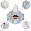 Barrel Drawstring Makeup Bag Large Cosmetic Bag Make up Bags Toiletry Organizer for Women (Blue Leaf) (Patent) view 4