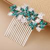 Teyglen Women Dainty Silver Gold Green Rhinestones Bridal Wedding Hair Comb, Luxurious Shiny Rhinestone Hair Accessories for Brides and Girls (Silver Green) view 1