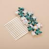 Teyglen Women Dainty Silver Gold Green Rhinestones Bridal Wedding Hair Comb, Luxurious Shiny Rhinestone Hair Accessories for Brides and Girls (Silver Green) view 4