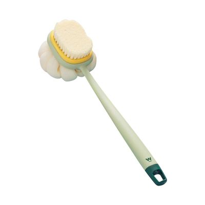 Healifty Exfoliating Back Bath Brush Handle Double-Sided Body Scrubber for and Improved Skin Health Soft and Stiff Bristles for All Skin Types
