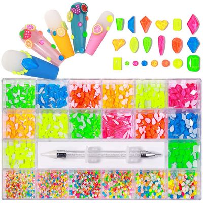 Mesiyun Nail Art Rhinestones Kit AB Flat Nail Sparking Gemstones Decorations DIY Crafts Gems for Nail, Shoes, Clothes, Jewels Accessories (Luminous)