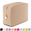 Embla Makeup Bag Travel Cosmetics Pouch and Toiletry Bag, Nylon Zipper Pouch Purse, Cute Make Up Organizer Storage Tote for Women Girls, Waterproof Travel Skincare Case, Large Makeup Bags, Sand view 1