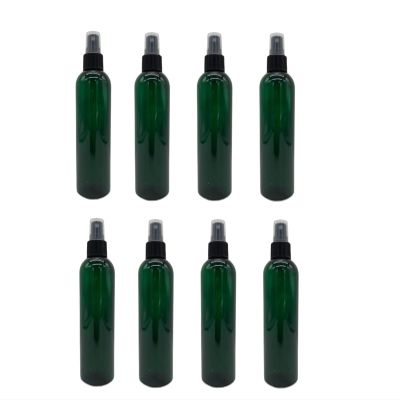 Natural Farms 8 oz Green Cosmo Plastic Spray Bottles -8 Pack Empty Spray Bottle Refillable - BPA Free - Essential Oils - Aromatherapy | Fine Mist Sprayers with Dust Caps - Made in the USA