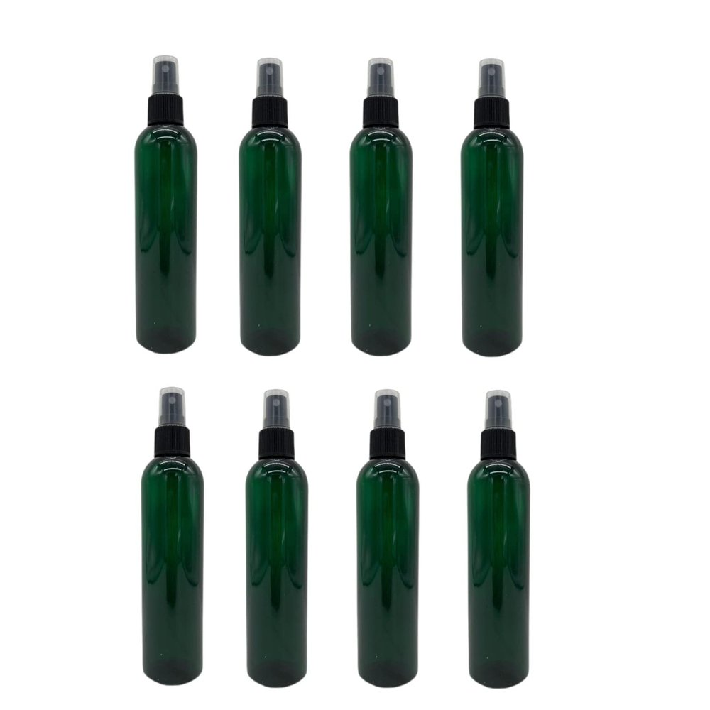 Natural Farms 8 oz Green Cosmo Plastic Spray Bottles -8 Pack Empty Spray Bottle Refillable - BPA Free - Essential Oils - Aromatherapy | Fine Mist Sprayers with Dust Caps - Made in the USA