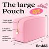 Embla Makeup Bag Travel Cosmetics Pouch and Toiletry Bag, Nylon Zipper Pouch Purse, Cute Make Up Organizer Storage Tote for Women Girls, Travel Skincare Case, Large Makeup Bags, Flamingo Pink view 2