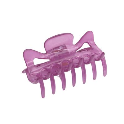 Parcelona French Classic Medium 3" Celluloid No Slip Grip Covered Spring Jaw Hair Claw Durable Styling Hair Accessories Women Strong Hold Girls Hair Claw Clips, Made in France (Light Purple)