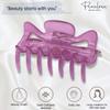 Parcelona French Classic Medium 3" Celluloid No Slip Grip Covered Spring Jaw Hair Claw Durable Styling Hair Accessories Women Strong Hold Girls Hair Claw Clips, Made in France (Light Purple) view 2