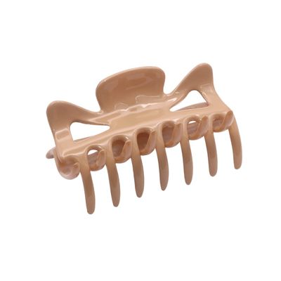 Parcelona French Classic Medium 3" Celluloid No Slip Grip Covered Spring Jaw Hair Claw Durable Styling Hair Accessories Women Strong Hold Girls Hair Claw Clips, Made in France (Blush Pink)