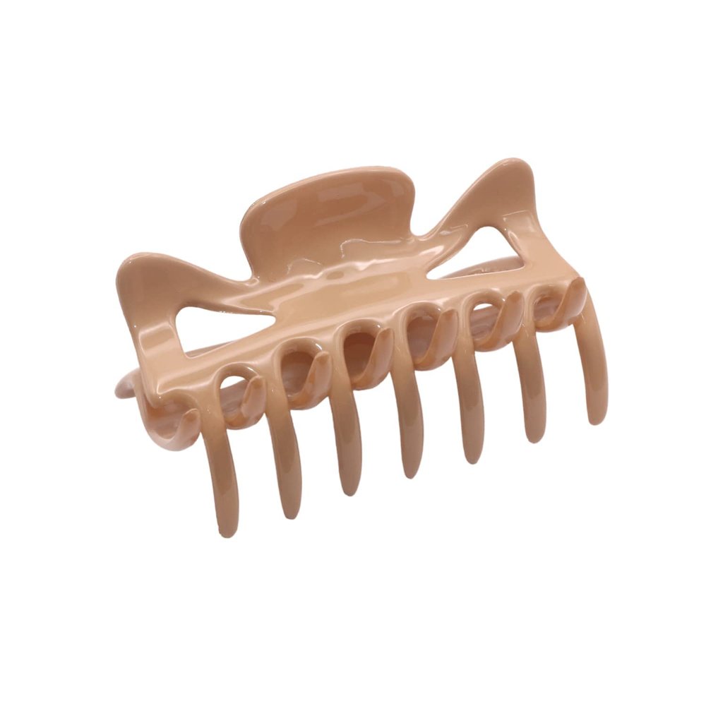 Parcelona French Classic Medium 3" Celluloid No Slip Grip Covered Spring Jaw Hair Claw Durable Styling Hair Accessories Women Strong Hold Girls Hair Claw Clips, Made in France (Blush Pink)