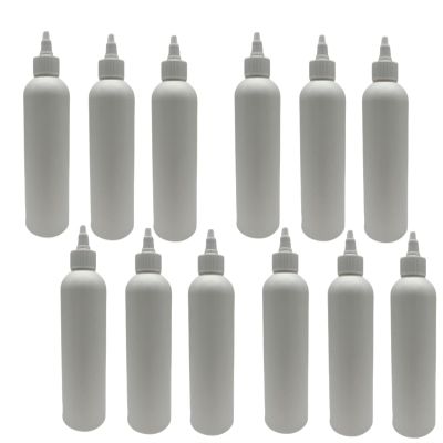 Natural Farms 8 oz White Cosmo Plastic Bottles -12 Pack Empty Bottle Refillable - BPA Free - Essential Oils - Aromatherapy | White Twist Top Caps - Made in the USA