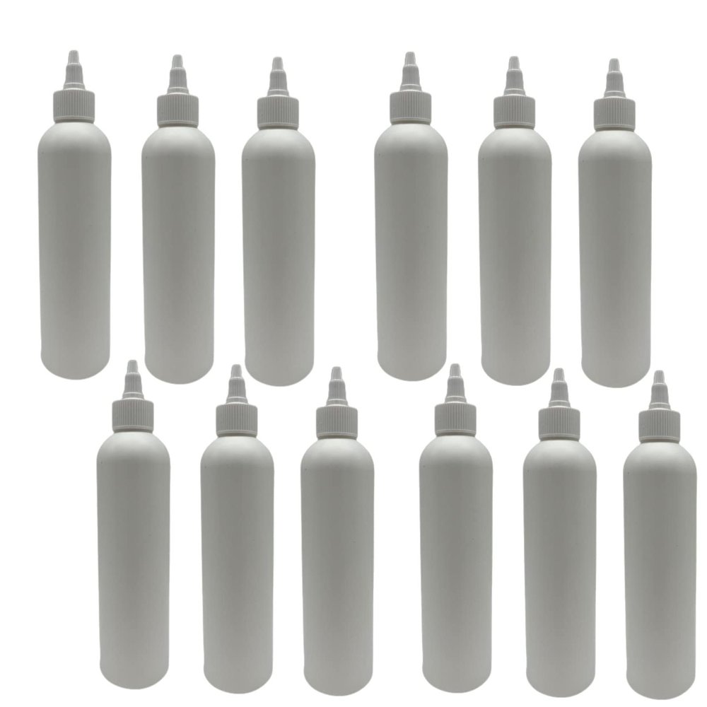 Natural Farms 8 oz White Cosmo Plastic Bottles -12 Pack Empty Bottle Refillable - BPA Free - Essential Oils - Aromatherapy | White Twist Top Caps - Made in the USA