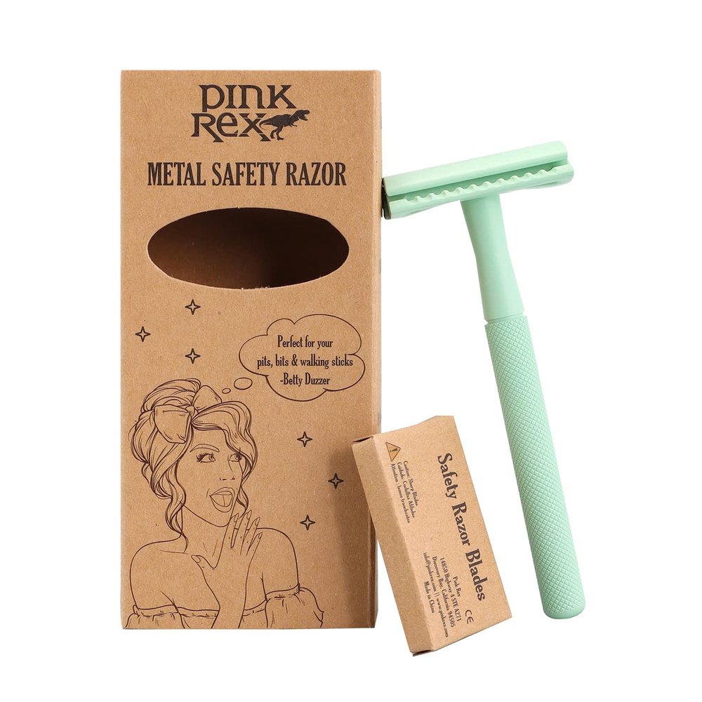 Pink Rex Women's Double Edge Safety Razor (Sea Green) Eco-Friendly Includes 10 Razor Blades