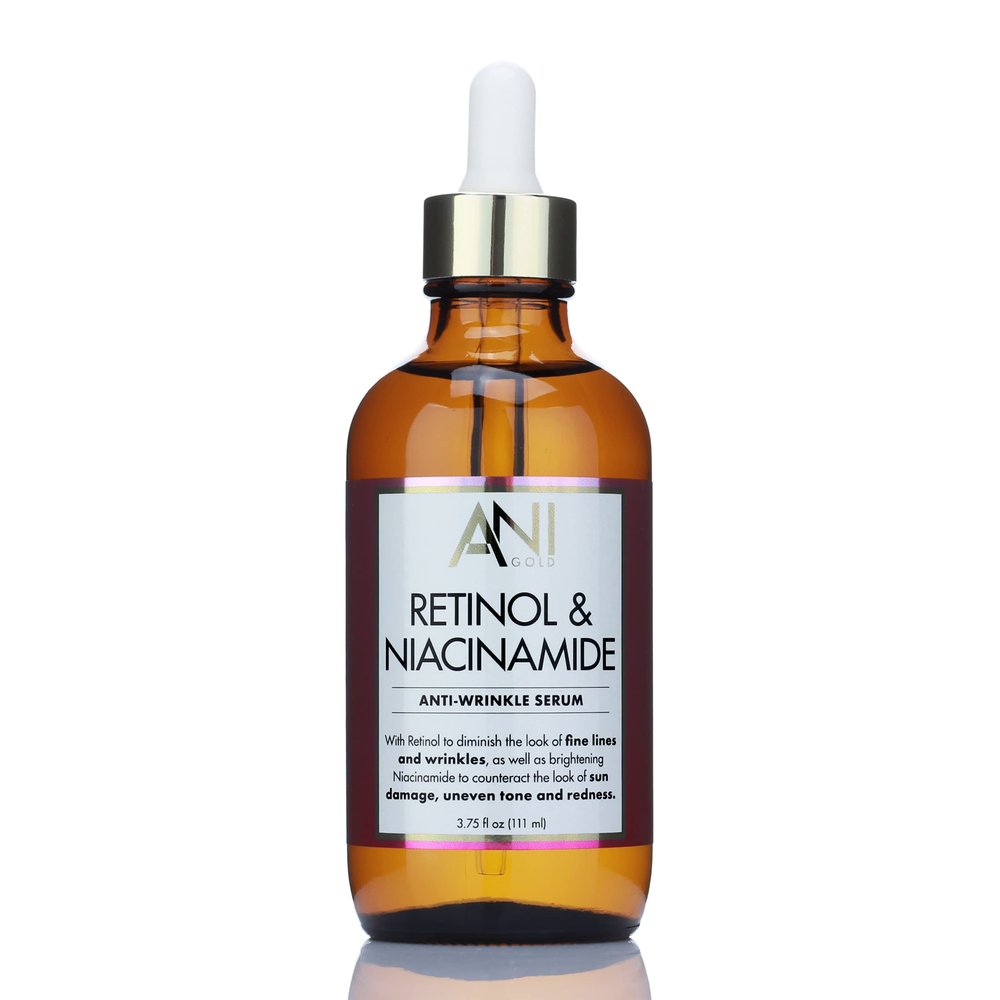 Anigold Retinol + Niacinamide Facial Serum Anti Aging Moisturizer Skin Care Booster For Face, Retinol Skincare Serum Reduces Appearance Of Wrinkles, Age Spots, & Fine Lines, Large 3.75 Fl Oz