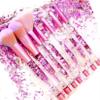 RAEEIKPHZ Sparkle Pink Makeup Brushes Set,Unicorn Glitter 7pc Foundation Blush Lip Nose Eyeshadow Eyebrow Loose Powder Fan Make Up Brushes Kit with Liquid for Kids Girls Teen Women Gift Present view 1