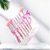RAEEIKPHZ Sparkle Pink Makeup Brushes Set,Unicorn Glitter 7pc Foundation Blush Lip Nose Eyeshadow Eyebrow Loose Powder Fan Make Up Brushes Kit with Liquid for Kids Girls Teen Women Gift Present view 2