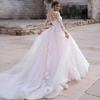 Chady Womens Long Sleeve Bridal Gowns Long 2025 Beach Lace Applique A-line Wedding Dresses for Bride Ivory 4 view 2