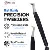 My Lash Tools Fiber Tip Lash Tweezers for Eyelash Extensions Pro Tweezer for Volume Lashes Japanese Stainless Steel Mink Lashes Fan Making Mega Volume Boot Angled Lashing Tweezers (Black) view 3
