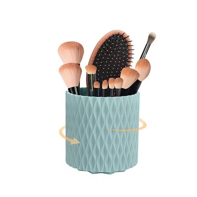 Lithx Makeup Brush Holder Organizer 360 Rotating Organizer 5 Slot Cosmetic Storage Makeup Brushes Cup Pen Holder Cosmetic Brushes Storage Solution for Vanity, Bathroom, Office (Color : Blue)