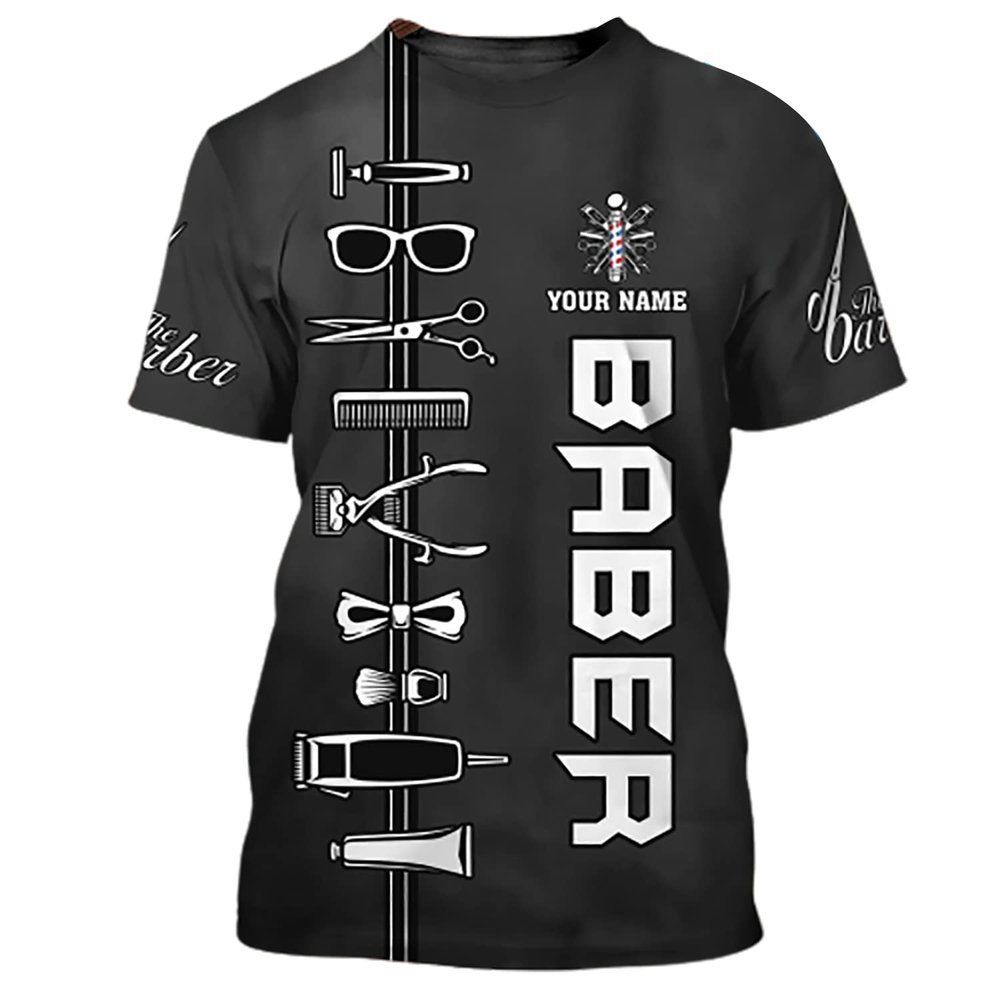 IZI POD Barber 3D All Over Printed- Personalized Name Barber Men's 3D Hair Dresser Shirt Barbers Shirt, Custom Gift for Barbers, Birthday