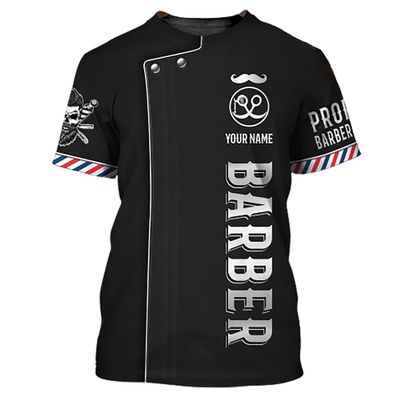 IZI POD Barber 3D All Over Printed- Personalized Name Barber Men's 3D Black Shirt Barbers Shirt, Tshirt for Men, Gift for Barber, Birthday