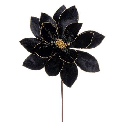 Vickerman 705308-22" Black Velvet Sheen Glitter Trim Poinsettia Spray (4 Pack) (RG223317)