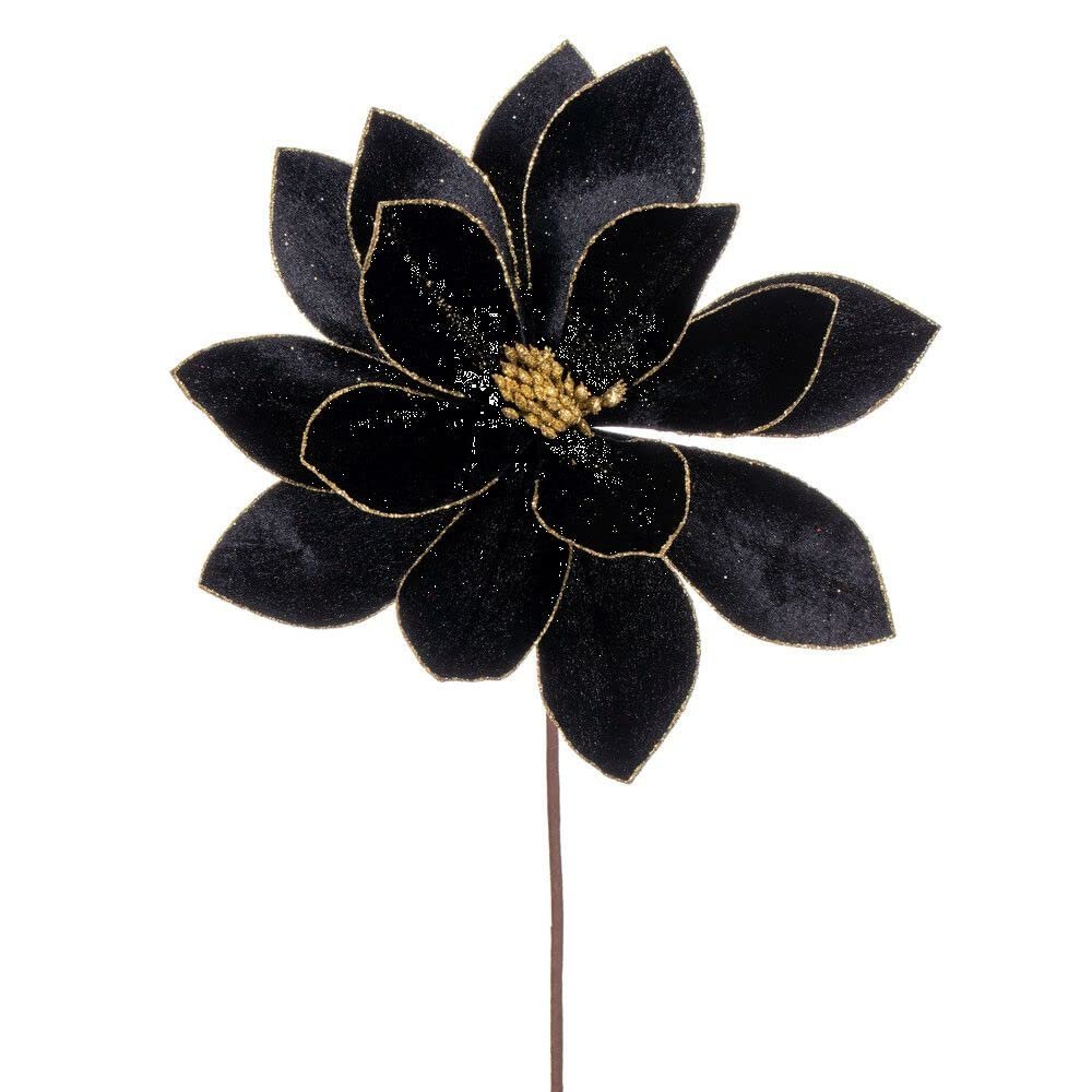 Vickerman 705308-22" Black Velvet Sheen Glitter Trim Poinsettia Spray (4 Pack) (RG223317)