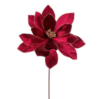 Vickerman 705322-22" Burgundy Velvet Sheen Glitter Trim Poinsettia Spray (4 Pack) (RG223365)