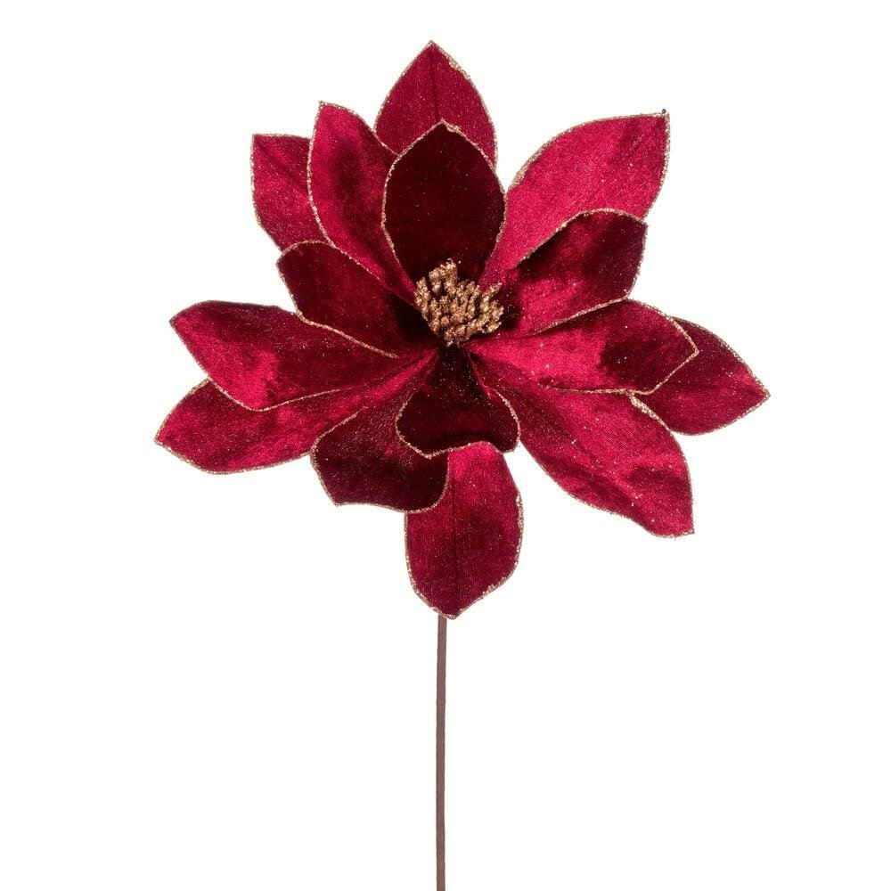 Vickerman 705322-22" Burgundy Velvet Sheen Glitter Trim Poinsettia Spray (4 Pack) (RG223365)