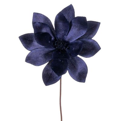 Vickerman 705360-22" Midnight Blue Velvet Sheen Glitter Trim Poinsettia Spray (4 Pack) (RG223331)