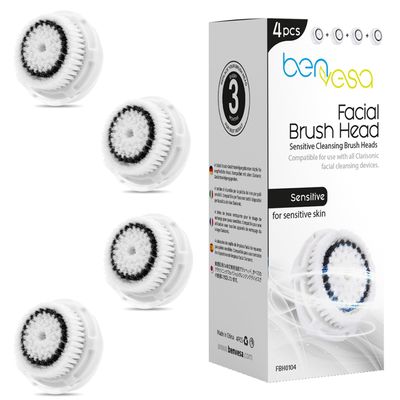 benvesa Sensitive Replacement Brush Heads  Compatible with Clarisonic Mia 1, Mia 2, Mia Fit, Alpha Fit, Smart Profile Uplift  4 Pack
