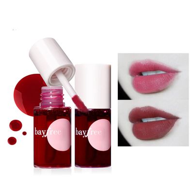 Aaiffey 2 Colors Lip Stain Tint Set,Liquid Lipstick Mini Velvet Lip Tint Hydrating Lip Stain Moisturizing Long Wear Lip Gloss Makeup (2#Strawberry+4#Cherry)