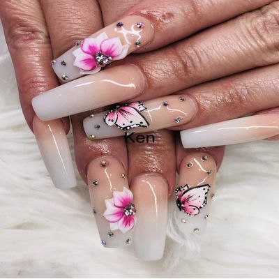 Set 10PCs 3D Acrylic Pink Sweetheart Flower Nail Art Charms Handmade by Acrylic Powder Design Acrylic Nail Art for Women Girls (Pink16-10pcs)