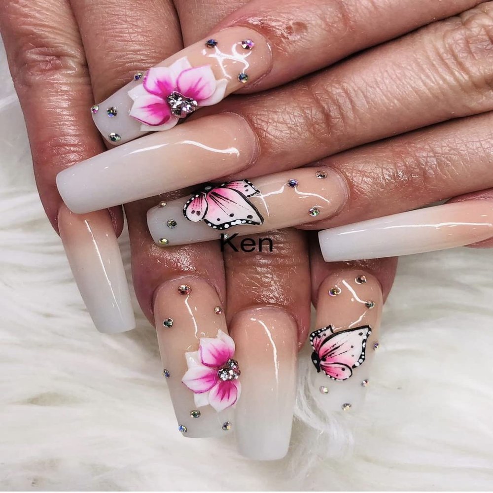 Set 10PCs 3D Acrylic Pink Sweetheart Flower Nail Art Charms Handmade by Acrylic Powder Design Acrylic Nail Art for Women Girls (Pink16-10pcs)