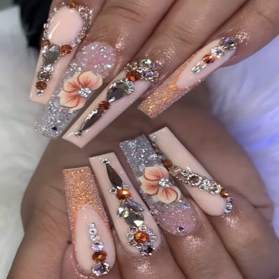 Set 10PCs 3D Acrylic |Nude Sweetheart Flower Nail Art Charms Handmade by Acrylic Powder Design Acrylic Nail Art for Women Girls (Nude6-10pcs)