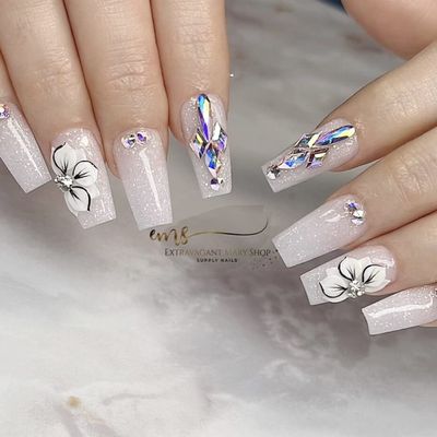 Set 10PCs 3D Acrylic White Sweetheart Flower Nail Art Charms Handmade by Acrylic Powder Design Acrylic Nail Art for Women Girls (White1-10pcs)