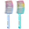 2 Pack Detangling Brush Getting Knots Out without Pain Adds Shine and Makes Hair Smooth,Detangler Boar Bristle Hair Brush for Adult & Kids Wet or Dry Hair(Green&Blue) view 1